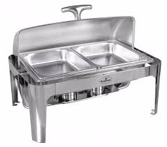 Rechaud Aço Inox com Tampa Giratória com 2 Cubas (GN 1/2×100mm) - 13 Lts (Versão Luxo)
