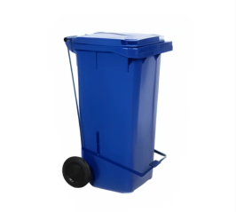 Lixeira Plastica 120 Litros com Pedal e Rodas - Azul - Papel