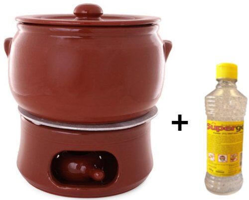 CAÇAROLA MEDIA DE BARRO - 5L + RECHAUD BARRO COM DIFUSOR+ ÁLCOOL EM GEL 80% - 500ML