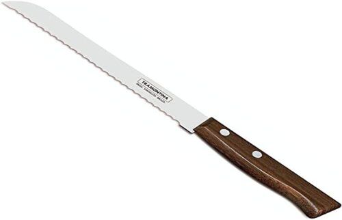 Faca para Pão Tramontina Tradicional com Lâmina em Aço Inox e Cabo em Madeira Natural 7"