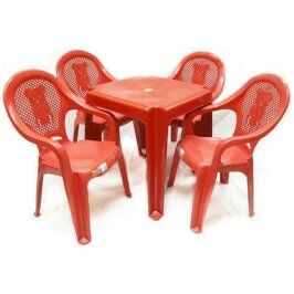 CONJUNTO MESA E  4 CADEIRAS INFANTIL VERMELHA