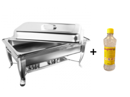 Rechaud Banho Maria Aço Inox - 9 Lts   +   Álcool em Gel 80% -  500ml