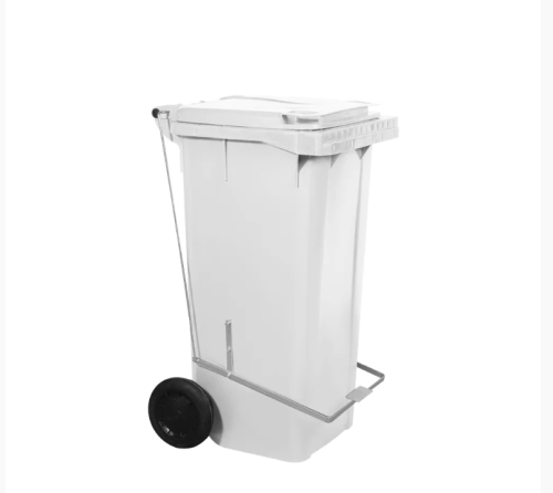 Lixeira Plastica 120 Litros Com Pedal e Rodas de 200mm - BRANCA - Pilhas e Baterias