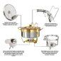 Rechaud Dourado Redondo Banho Maria Inox 8 Litros