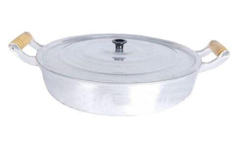 Frigideira Grande De Alumínio Batido Fundido  30 cm com Tampa - (Fogão a Gás)