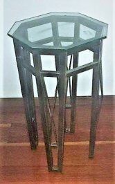 Mesa de Canto - Ferro com Tampo de Vidro