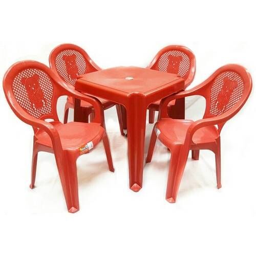 CONJUNTO MESA E  4 CADEIRAS INFANTIL VERMELHA