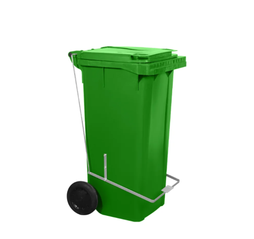 Lixeira Plastica 120 Litros com Pedal e Rodas - Verde - Vidros