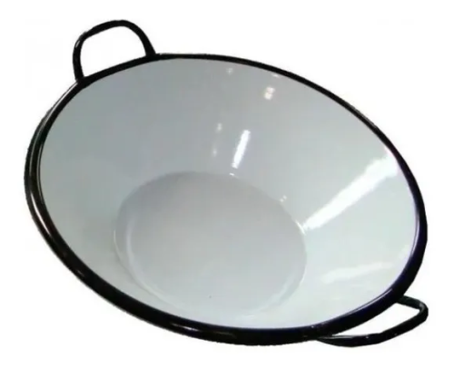 Tacho Esmaltado De 6 Litros Para Frituras Cor Branco e preto