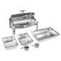 Rechaud Aço Inox com Tampa Giratória com 2 Cubas (GN 1/2×100mm) - 13 Lts (Versão Luxo)  +   Álcool em Gel 80%  - 500ml