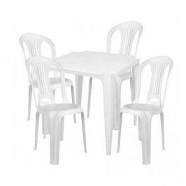 Conjunto Mesa e 4 Cadeira Infantil Plástico Goianya - Branca