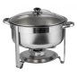 Rechaud Banho Maria Aço Inox Redondo com Tampa de Vidro - 8 Lts   +   Álcool em Gel 80% - 500ml