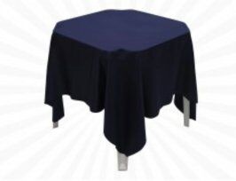 Mesa Quadrada Branca 70x70 + Toalha de Mesa Oxford - Azul Marinho 1,50 x 1,50