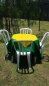 Kit Mesa Quadrada com 4 Cadeiras + Toalha Verde + Cobre Mancha Amarelo