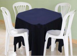 Kit Mesa Quadrada com 4 Cadeiras + Toalha Azul Marinho