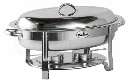 Rechaud Banho Maria Aço Inox Oval - 5,5 Lts