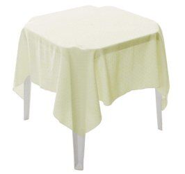 Mesa Quadrada Branca 70x70 + Toalha de Mesa Oxford - Marfim - 1,50 x 1,50