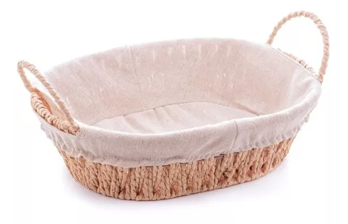 Cesta Oval C/ Alça Em Papel E Forro Tecido 27x20x12cm- Wolff