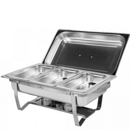 Rechaud Banho Maria em Aço Inox 3 Cubas  - 9 Lts