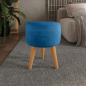 Puff Redondo Pé Palito Banqueta 35x35cm - Azul