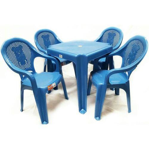 CONJUNTO MESA C/ 4 CADEIRAS INFANTIL AZUL
