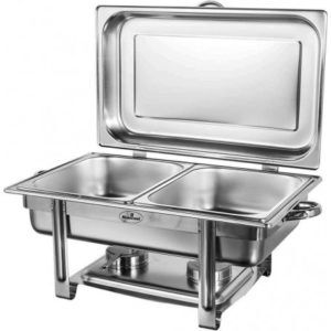 Rechaud Banho Maria Aço Inox com Dobradiça e 2 Cubas (GN 1/2×100mm) - 13 Lts