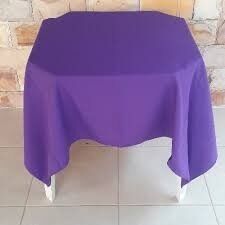 Mesa Quadrada Branca 70x70 + Toalha de Mesa Oxford - Roxo - 1,50 x 1,50