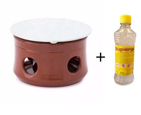 RECHAUD DE BARRO COM DIFUSOR    +   Álcool em Gel 80% - 500ml