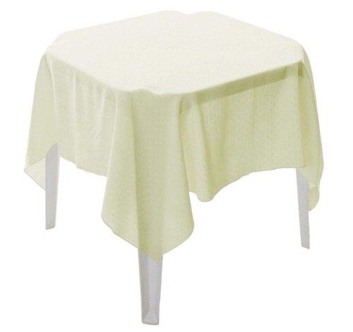Mesa Quadrada Branca 70x70 + Toalha de Mesa Oxford - Marfim - 1,50 x 1,50