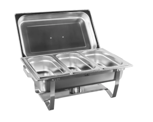 Rechaud Banho Maria Aço Inox Com 3 Cubas (gn 1/3×100mm) - 13 Lts