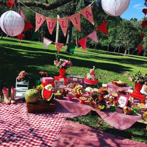 Toalha de Mesa Piquenique. Xadrez Vermelha em Tecido Nobre - Pomar  Decorações